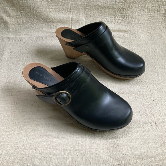 Isabel Marant Black Leather Mules/Clogs - Picture 1 of 16